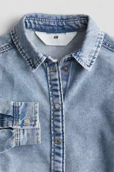 Blue denim shirt dress. - 4