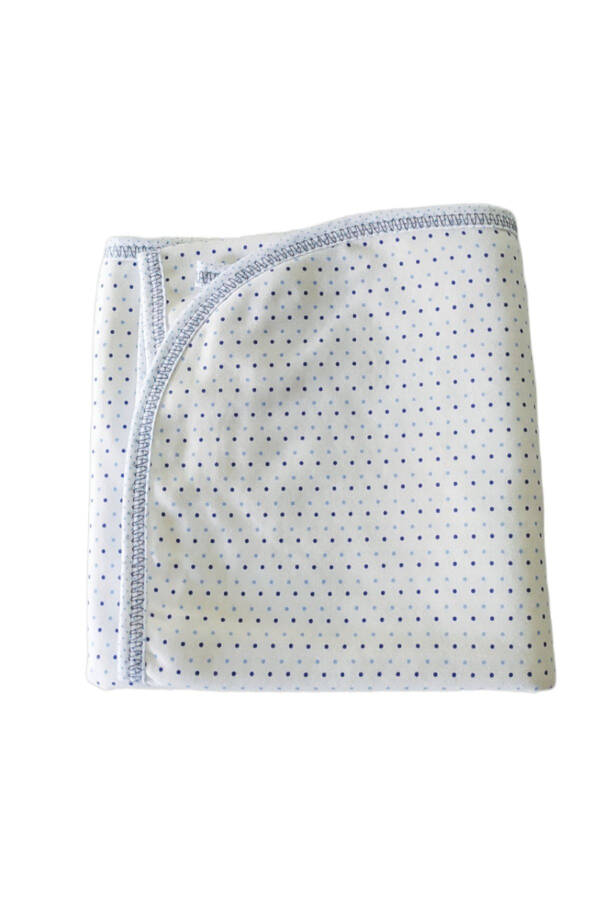 Blue Dotted Double Layer Cotton Swaddle Baby Blanket - 1
