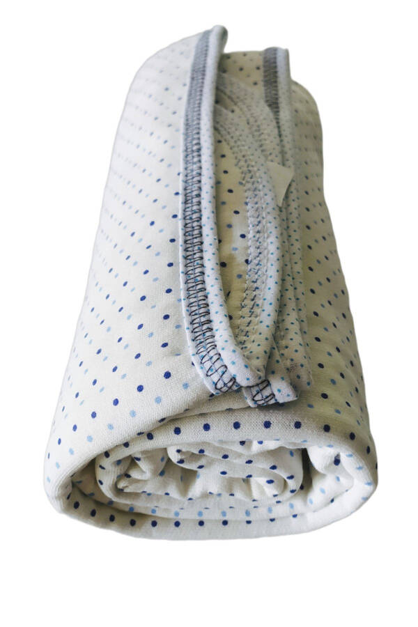 Blue Dotted Double Layer Cotton Swaddle Baby Blanket - 2