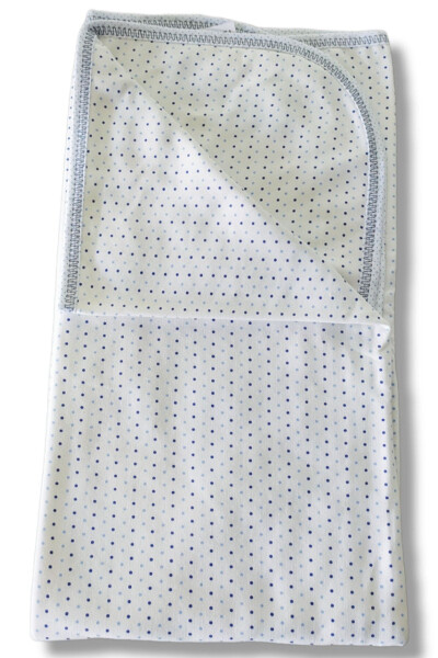 Blue Dotted Double Layer Cotton Swaddle Baby Blanket - 3