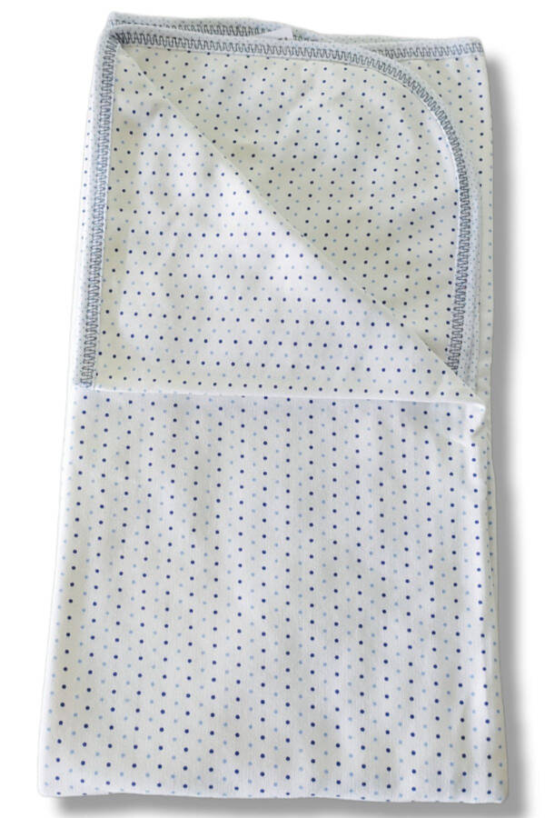 Blue Dotted Double Layer Cotton Swaddle Baby Blanket - 3