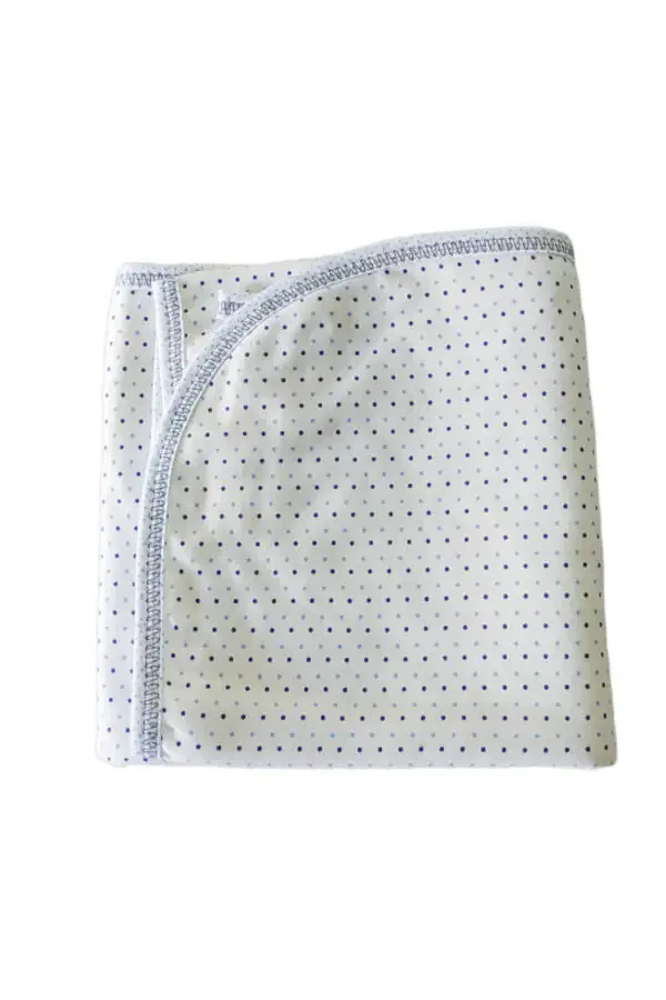 Blue Dotted Double Layer Cotton Swaddle Baby Blanket - 1