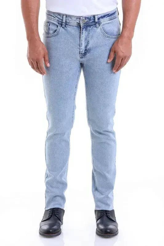 Blue Dynamic Fit Straight Cotton 5 Pocket Jeans-B. - HATEMOĞLU