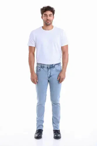 Blue Dynamic Fit Straight Cotton 5 Pocket Jeans-B. - 4