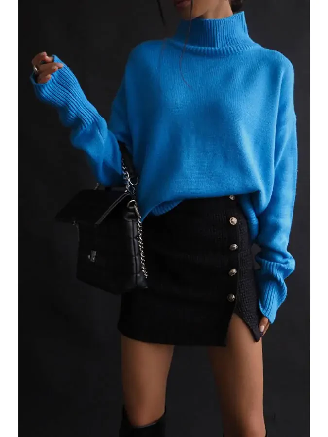 Blue Fisherman's Neck Sweater MG1252 - 1