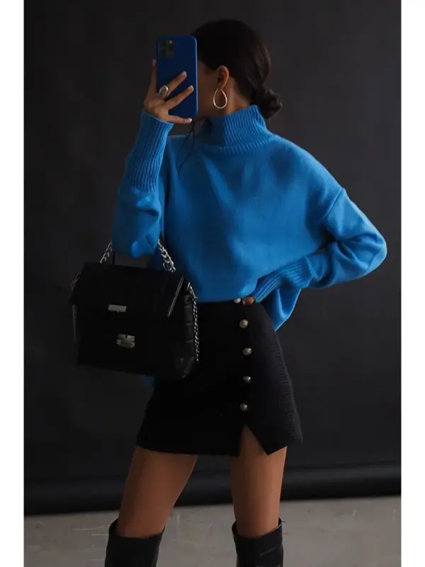 Blue Fisherman's Neck Sweater MG1252 - LC WAIKIKI