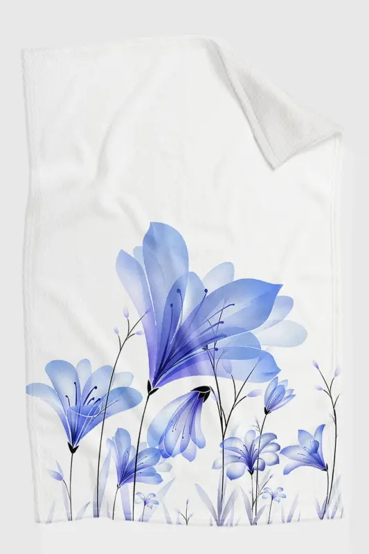 Blue Floral Pattern Printed Decorative Bedspread Single Size Padded Pique Set-Pattern - 2
