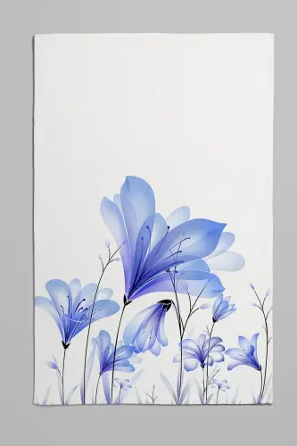 Blue Floral Pattern Printed Decorative Bedspread Single Size Padded Pique Set-Pattern - 3