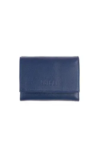Blue Genuine Leather Card and ID Holder Coin Pocket Snap-Closure Mother's Day Gift Wallet-BLUE - 1