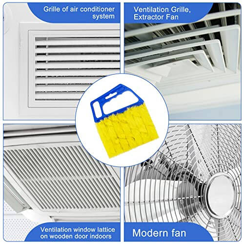 Blue Handheld Mini Blinds Cleaner Shutters, Curtain Brush Dust Remover with 7 Removable Microfiber Sleeves, Air Conditioning Home Gadgets, Car Vents, Fan Shutters (Blue, with 7 Blades) - 5