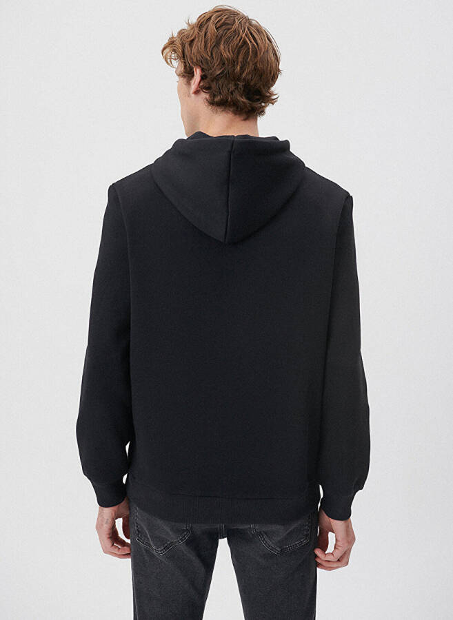 Blue hooded black men's sweatshirt - 4