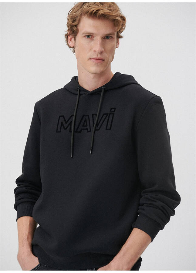 Blue hooded black men's sweatshirt - 13