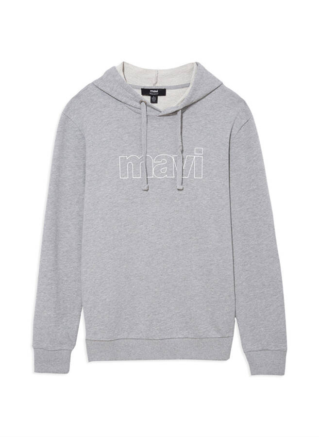 Blue Hooded Grey Melange Men's Sweatshirt 065606-28387 BLUE LOGO SWEATSHIRT - 7