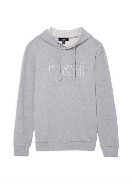 Blue Hooded Grey Melange Men's Sweatshirt 065606-28387 BLUE LOGO SWEATSHIRT - 14