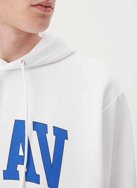 Blue Hooded White Men's Sweatshirt M0S10122-620-620_MİAV HOODED - 5