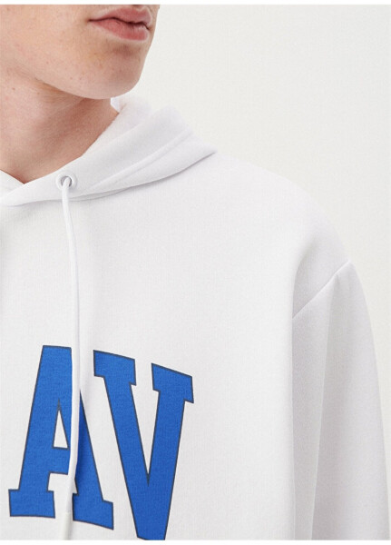 Blue Hooded White Men's Sweatshirt M0S10122-620-620_MİAV HOODED - 11