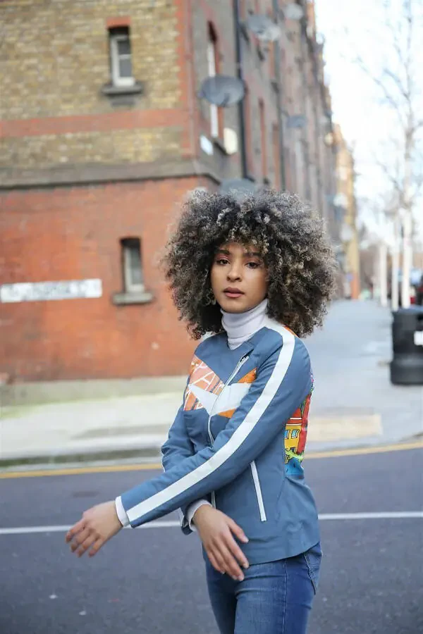 Blue Ikigai Paris Printed Zero Collar Zippered Women's Leather Jacket - 3