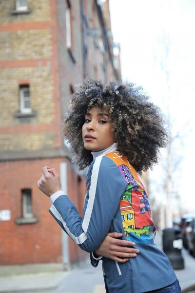 Blue Ikigai Paris Printed Zero Collar Zippered Women's Leather Jacket - 4