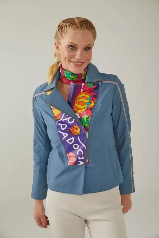 Blue Ikigai The City Cappadocia Printed Women's Leather Jacket - 2