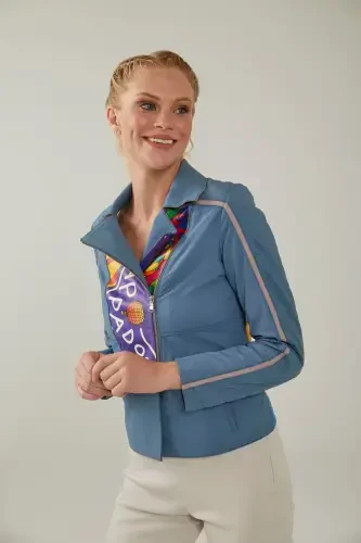 Blue Ikigai The City Cappadocia Printed Women's Leather Jacket - 4