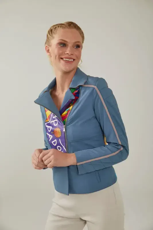 Blue Ikigai The City Cappadocia Printed Women's Leather Jacket - 4