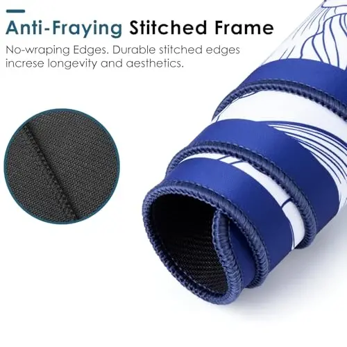 Blue Large Extended Mouse Pad, Beautiful Flowers Plants, Waterproof Mouse Mat for Home and Office, Gaming Mousepad Laptop Keyboard Mat with Non-Slip Base, Stitched Edges (35.4