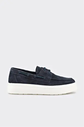 Blue Leather Men's Casual Shoes 