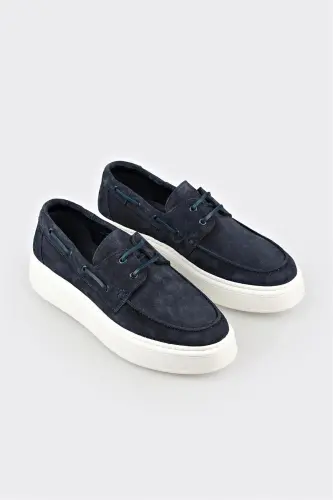Blue Leather Men's Casual Shoes - ELLE SHOES (1)