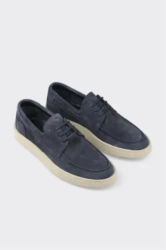 Blue Leather Men's Casual Shoes - ELLE SHOES (1)