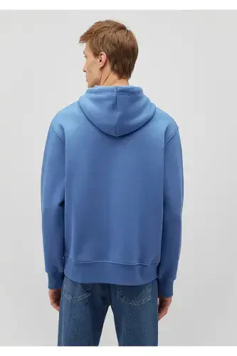 BLUE Logo Printed Hooded Black Sweatshirt 065606-Blue - 4