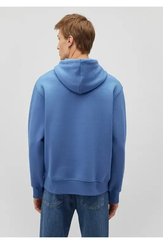 BLUE Logo Printed Hooded Black Sweatshirt 065606-Blue - 4