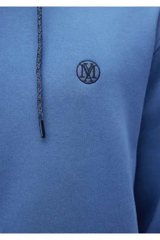 BLUE Logo Printed Hooded Black Sweatshirt 065606-Blue - 6