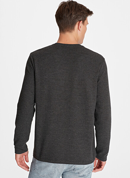 Blue long-sleeved gray t-shirt - 3