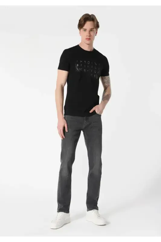 Blue, low-rise, straight leg, regular fit Karl pants for men. - 3