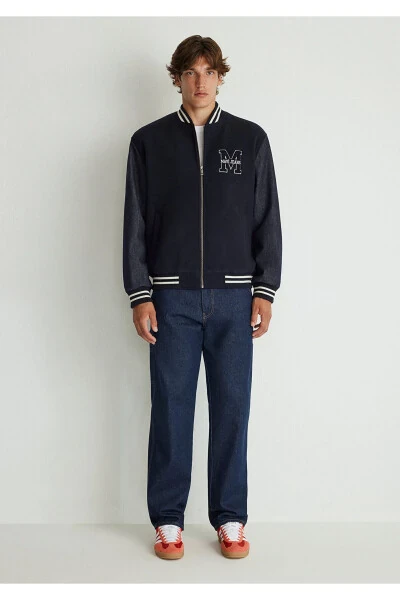 Blue M Printed Navy Bomber Jacket - 4