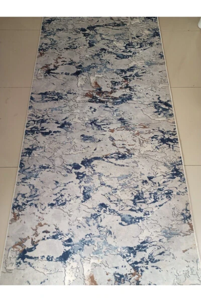 Blue Marble Pattern Washable Non-Slip Bottom Four Seasons Living Room Bathroom Balcony Youth Room Cut Runner - ASLAN HOME