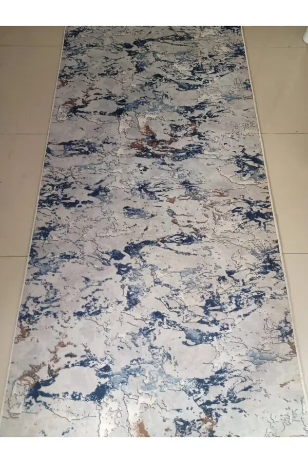 Blue Marble Pattern Washable Non-Slip Bottom Four Seasons Living Room Bathroom Balcony Youth Room Cut Runner - 1