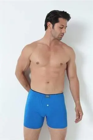 Blue Men's Interlock Terry Waist Boxer Briefs 6-Pack, 100% Cotton - 9