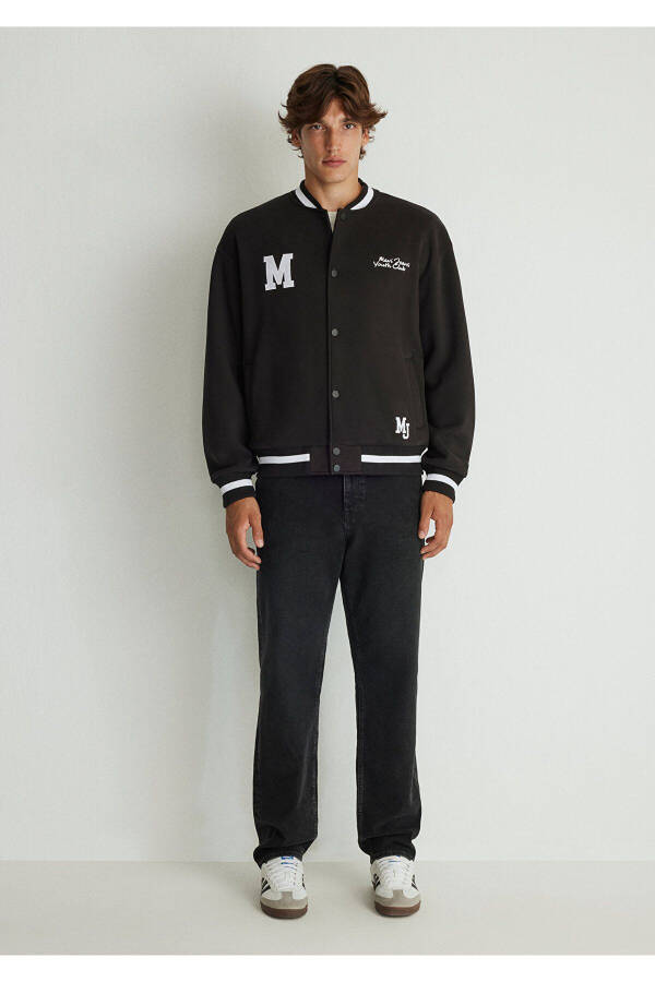 Blue Men's Printed Sweatshirt Black - 2