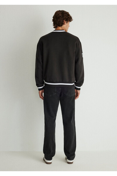 Blue Men's Printed Sweatshirt Black - 4