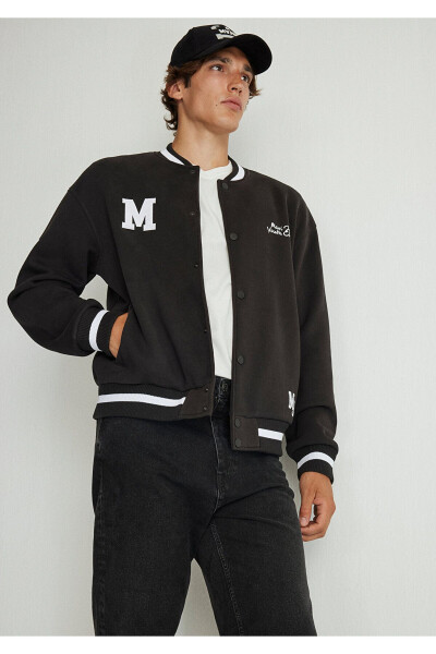 Blue Men's Printed Sweatshirt Black - 6