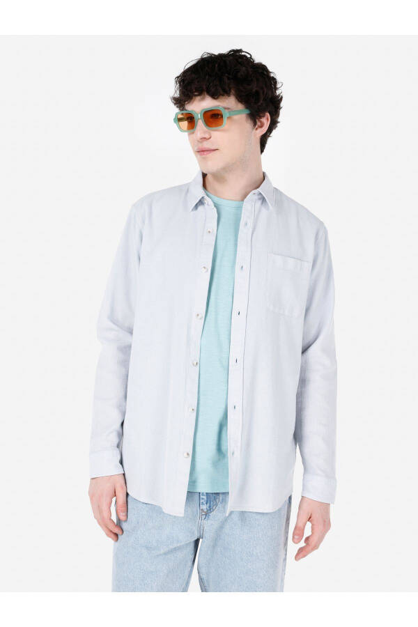 Blue men's shirt - 1