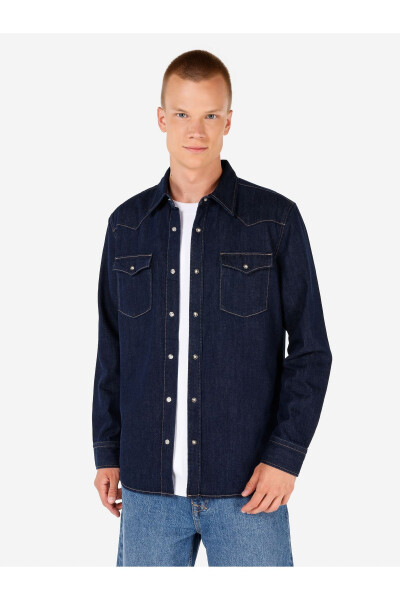 Blue men's shirt - 1