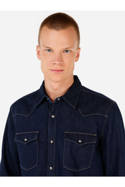 Blue men's shirt - 4