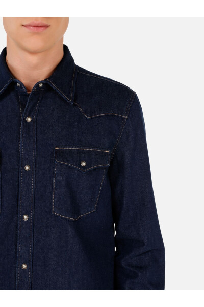 Blue men's shirt - 5