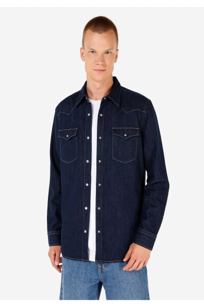 Blue men's shirt - 8