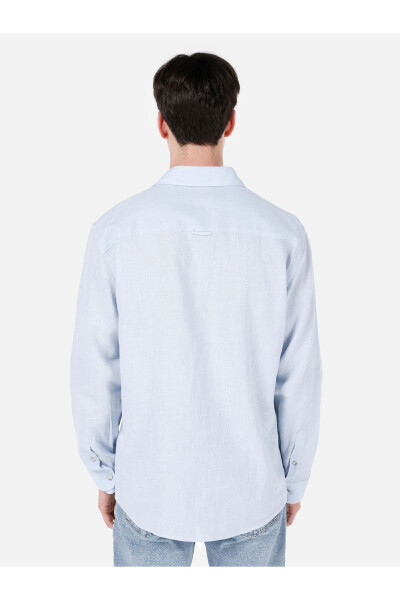 Blue men's shirt, long sleeve. - 2