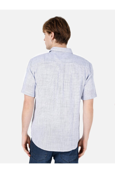 Blue men's shirt short sleeve - 2