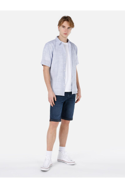 Blue men's shirt short sleeve - 3