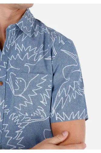 Blue men's shirt, short sleeves. - 5